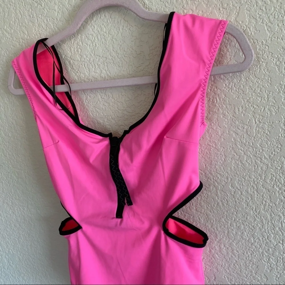 Zara Sporty Pink and Black One piece Swimsuit